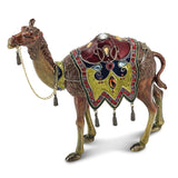 Luxury Giftware Pewter Bejeweled Crystals Gold-tone Enameled ALI Prince of the Desert Large Camel Trinket Box with Matching 18 Inch Necklace