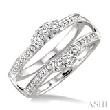 1/2 Ctw Round Cut Diamond Insert Ring in 14K White Gold.