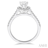 3/8 Ctw Pear Shape Diamond Ladies Engagement Ring with 1/4 Ct Pear Cut Center Stone in 14K White Gold