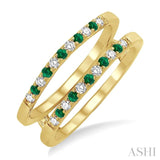 1/6 ctw Round Cut Diamond and 1.45MM Emerald Insert Precious Ring in 14K Yellow Gold