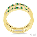 1/6 ctw Round Cut Diamond and 1.45MM Emerald Insert Precious Ring in 14K Yellow Gold