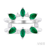 5X2.5MM Marquise and 5X3MM Pear Emerald and 1/8 ctw Round Cut Diamond Insert Precious Ring in 14K White Gold