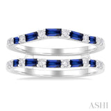 2.10X1.40, 2.90X1.50 & 3.10X1.50MM Baguette Cut Sapphire and 1/5 Ctw Round Cut Diamond Precious Insert Ring in 14K White Gold