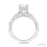 1.00 Ctw Oval Shape Marquise and Round Cut Diamond Semi Mount Engagement Ring in 14K White Gold