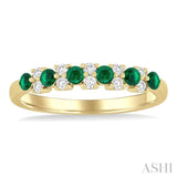 2.3MM Emerald and 1/5 ctw Round Cut Diamond Precious Band in 14K Yellow Gold