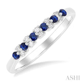 1/10 ctw Round Cut 1.9MM Sapphire and Diamond Precious Band in 14K White Gold