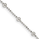 Sterling Silver 1.15mm Diamond-cut Fancy Beaded Chain