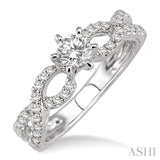 5/8 Ctw Diamond Engagement Ring with 1/3 Ct Round Cut Center Stone in 14K White Gold