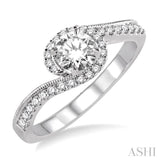 1/2 Ctw Diamond Engagement Ring with 1/5 Ct Round Cut Center Stone in 14K White Gold