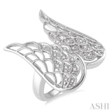 Silver Angel Wings Diamond Fashion Ring