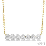 1/2 ctw Circular Mount Bar Lovebright Round Cut Diamond Necklace in 14K Yellow and White Gold