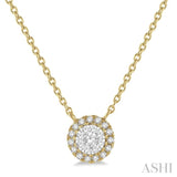1/6 ctw Circular Round Cut Diamond Lovebright Necklace in 14K Yellow and White Gold