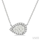 1/3 ctw Pear Shape Round Cut Diamond Lovebright Necklace in 14K White Gold
