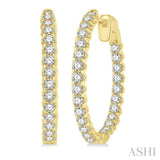 2 Ctw Inside-Out Round Cut Diamond Hoop Earrings in 14K Yellow Gold