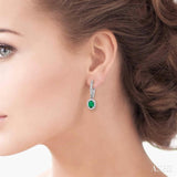 Oval Shape Gemstone & Diamond Earrings