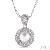 Silver Pearl & Diamond Pendant