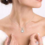 Silver Pearl & Diamond Pendant