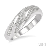 1/6 Ctw Twisted lattice Round Cut Diamond Fashion Ring in 10K White Gold