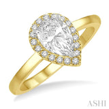 5/8 Ctw Pear and Round Cut Diamond Ladies Engagement Ring with 1/2 Ct Pear Cut Center Stone in 14K Yellow and White Gold