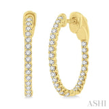 1/2 Ctw Inside-Out Round Cut Diamond Hoop Earrings in 14K Yellow Gold