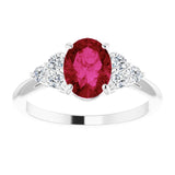 Sterling Silver Lab-Grown Ruby & 1/6 CTW Natural Diamond Ring
