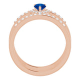 14K Rose Natural Blue Sapphire & 1/3 CTW Natural Diamond Ring