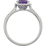 Sterling Silver Natural Amethyst & .01 CTW Natural Diamond Ring