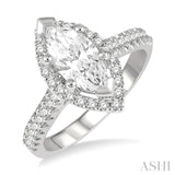 1/3 ctw Marquise Shape Round Cut Diamond Semi-Mount Engagement Ring in 14K White Gold