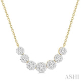3/4 Ctw Round Cut Diamond Lovebright Necklace in 14K Yellow and White Gold