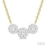 1/2 Ctw 3-Stone Lovebright Round Cut Diamond Necklace in 14K Yellow and White Gold