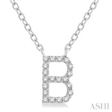 1/20 Ctw Initial 'B' Round Cut Diamond Pendant With Chain in 14K White Gold