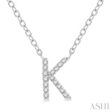 1/20 Ctw Initial 'K' Round Cut Diamond Pendant With Chain in 14K White Gold