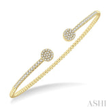 1/2 Ctw Circular Shape Open End Round Cut Diamond Stackable Cuff Bangle in 14K Yellow Gold