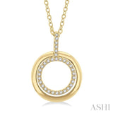 1/10 ctw Petite Twin Circle Round Cut Diamond Fashion Pendant With Chain in 10K Yellow Gold