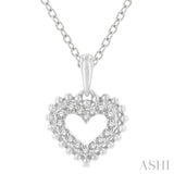 1/10 ctw Petite Heart Round Cut Diamond Fashion Pendant With Chain in 10K White Gold