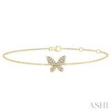 1/6 ctw Petite Butterfly Round Cut Diamond Fashion Bracelet in 10K Yellow Gold
