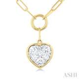 Heart Shape Paper Clip Lovebright Diamond Necklace