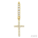 Cross Petite Diamond Huggie Fashion Earrings