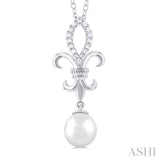 Fleur De Lis Pearl & Diamond Pendant