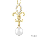 Fleur De Lis Pearl & Diamond Pendant